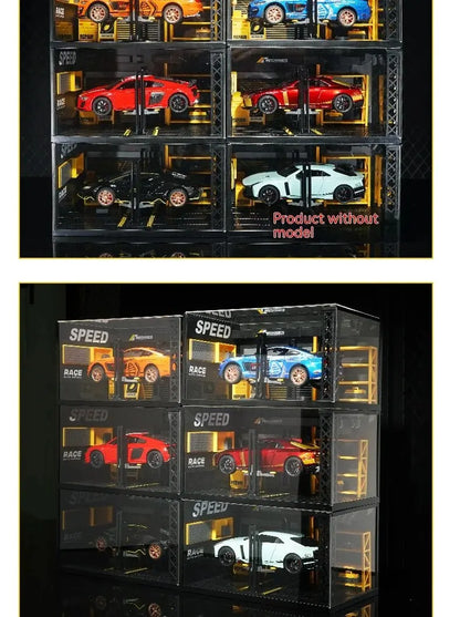1:24 / 1:32 Scale Light-Up Parking Lot Toy – DIY Assembly Diecast Alloy Car Garage Scene for Display & Kids Gift