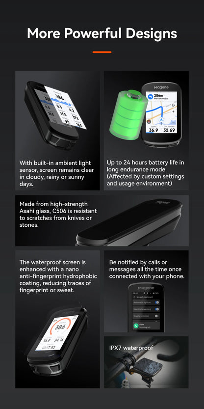 Magene C506 SE GPS Bike Computer - Navigation, WiFi, Bluetooth, Cycle Speedometer, Digital Stopwatch, 2.4 Odometer, Indoor Cycling