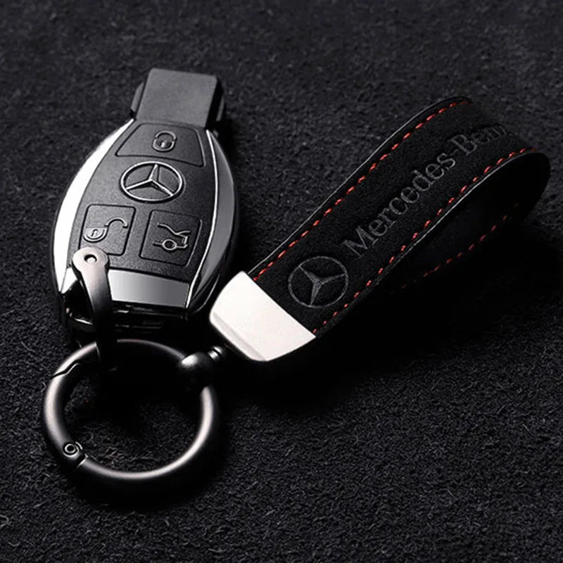 Suede Car Key Ring – Keychain Holder for Mercedes Benz W222/W210/W211/W124/W176/W203/W204/W212/W205/CLA/CLK/GLC/A200