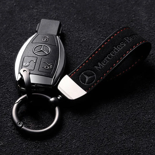 Suede Car Key Ring – Keychain Holder for Mercedes Benz W222/W210/W211/W124/W176/W203/W204/W212/W205/CLA/CLK/GLC/A200