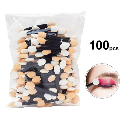 50/100Pcs Small Portable Eyeshadow Applicators - Double Sponge Eye Shadow Brushes, Mini Makeup Tools in Bulk