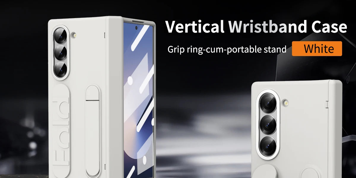 Original Silicone Grip Phone Case for Samsung Galaxy Z Fold 4-7 – Stand & Hinge Protective Cover with Glass Film