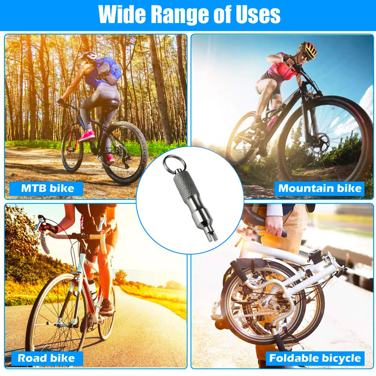 Universal Stainless Steel Tire Repair Screwdriver & Valve Wrench with Key Ring – Car & Motorcycle Tire Repair Tool