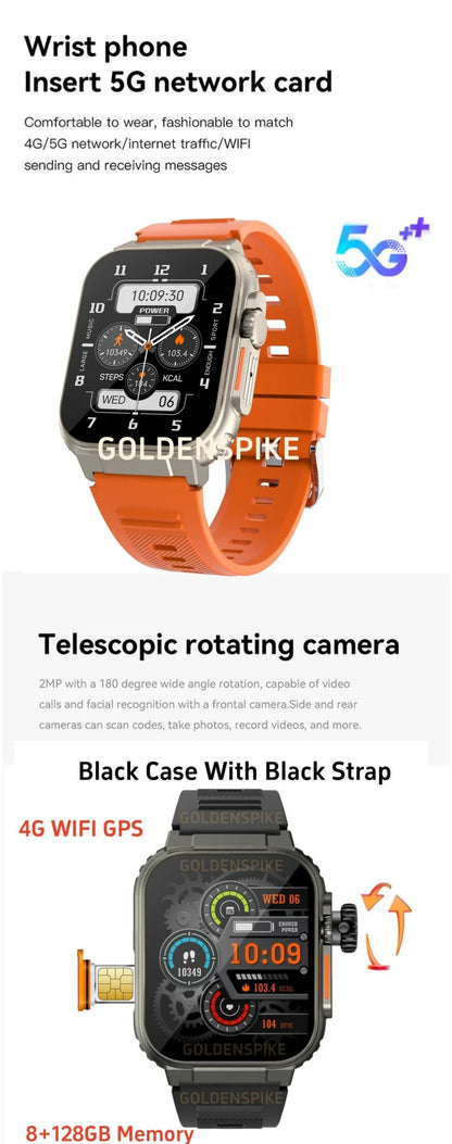 Microwear Ultra Ai3 Smartwatch – 5G, 180° Rotating Camera, Google Play, GPS, WiFi, 2.2" AMOLED HD Display, 4G Calling for Men