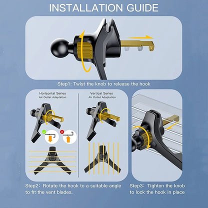 17mm Ball-Head Car Air Vent Clip — Universal Air Outlet Phone Holder Hook Clamp for Mobile & GPS