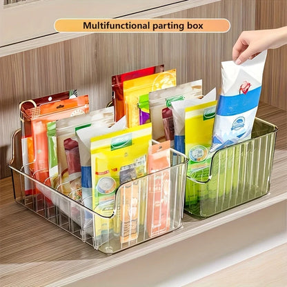 Clear Plastic Seasoning Storage Box – Adjustable Divider Kitchen Organizer for Spices, Snacks & Small Items