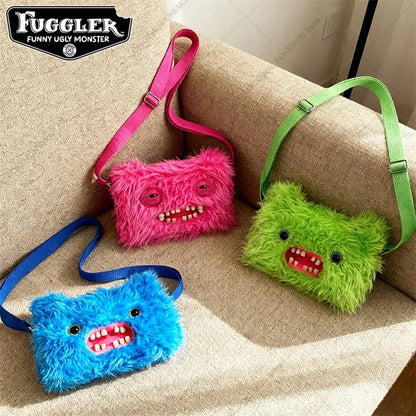 Original Fuggler Ugly Teeth Monster Plush Crossbody Bag – Kawaii Screech Mr. Buttons Shoulder Doll Gift