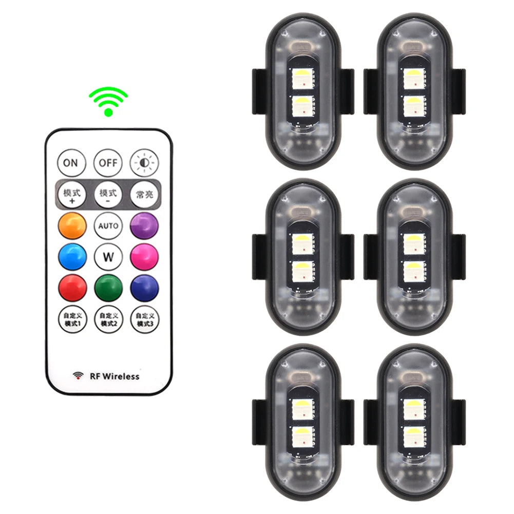 Wireless RGB LED Strobe Lights – Warning & Position Lights for Aircraft, Helicopters, and Motorcycles