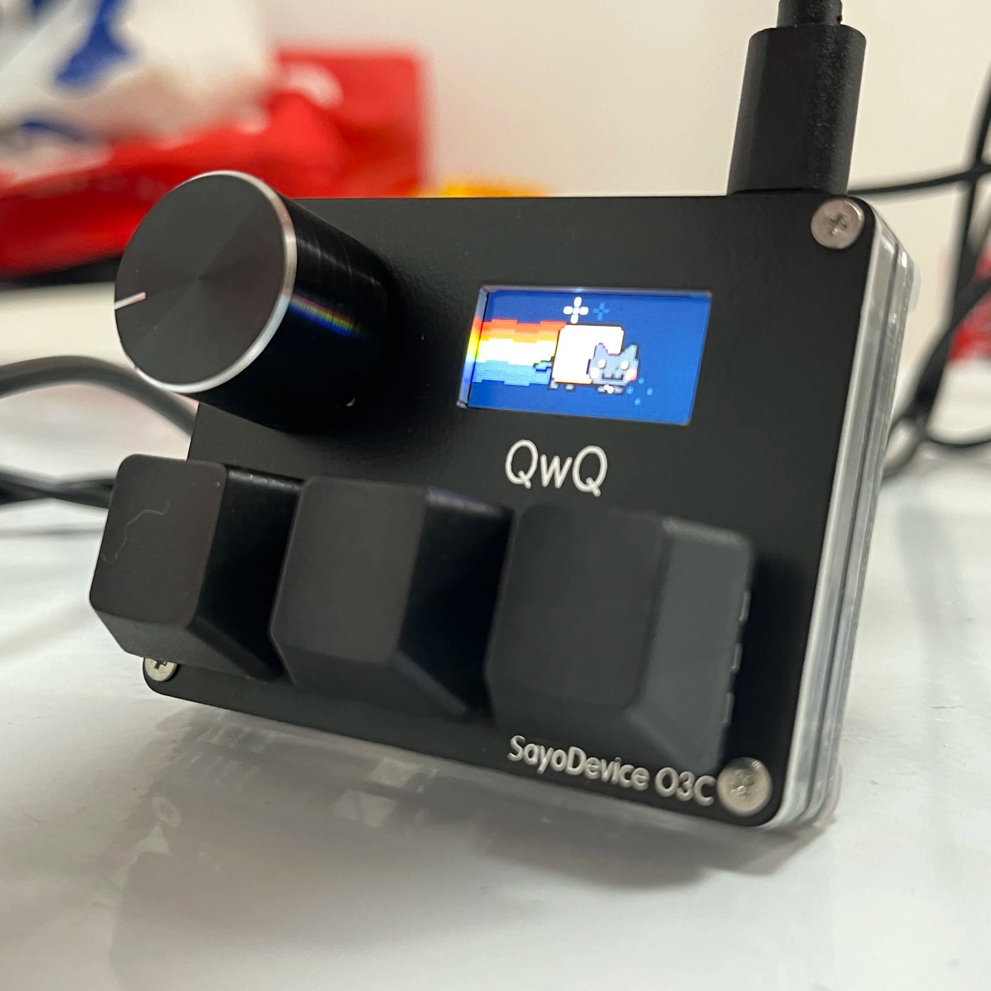 O3C SayoDevice OSU O3C Rapid Trigger Hall Switches – Magnetic Pink Keyboard Switches with Knob, Screen Copy & Paste Shortcut