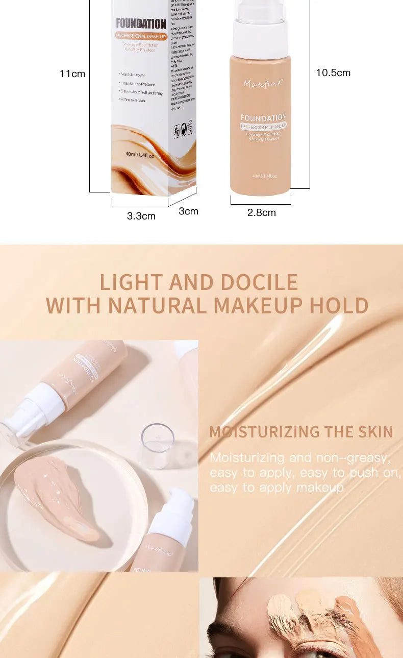 Liquid Foundation Concealer – Waterproof, Sweat-Resistant Professional Makeup Cosmetics