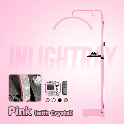 23" OEM 45W LED Eyelash Extension Lamp – Adjustable Brightness Half-Moon Bed Lamp with Ring Light & Free Logo