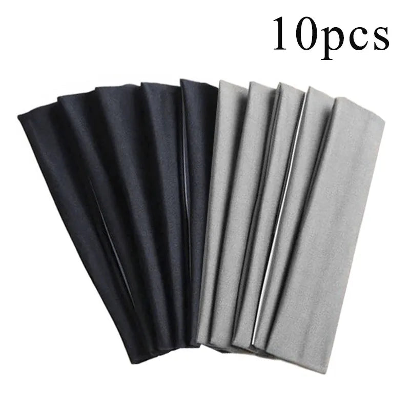 10 Pcs Elastic Hair Bands - Solid Color Fashion Headbands for Women, Sports, Running, Fitness, Yoga & Makeup Accessories