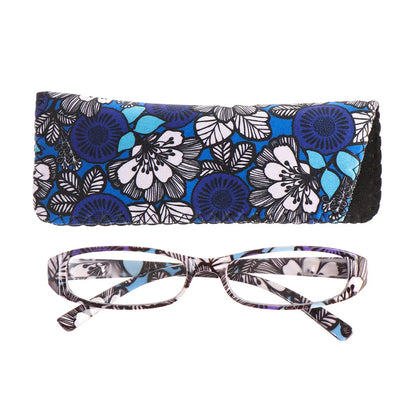 Ultralight Retro Floral Reading Glasses with Spring Hinges - Fashionable Presbyopic Eyewear with PC Frame and Pouch