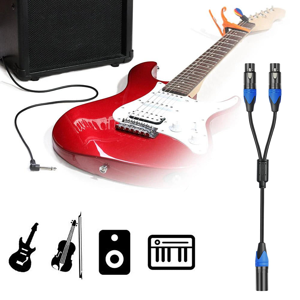 50cm XLR Splitter Cable – 1 XLR Female to 2 XLR Male Y Cable for Microphone, Amplifier & Mixer