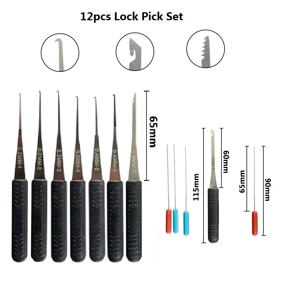 8-Piece Lock Pick Set – Stainless Steel Locksmith Tools, Broken Key Extractor, Auto Remove Hooks for DIY Hand Tools