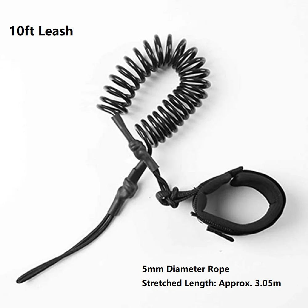 10ft SUP Ankle Leash — Elastic Coiled Leg Rope for Stand Up Paddle Boards & Surfboards