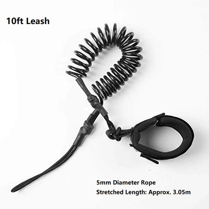 10ft SUP Ankle Leash — Elastic Coiled Leg Rope for Stand Up Paddle Boards & Surfboards