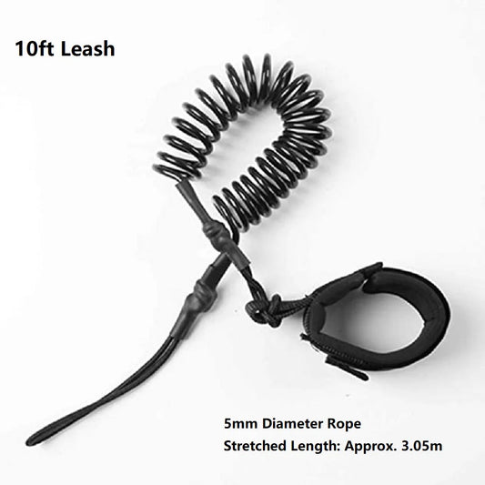 10ft SUP Ankle Leash — Elastic Coiled Leg Rope for Stand Up Paddle Boards & Surfboards