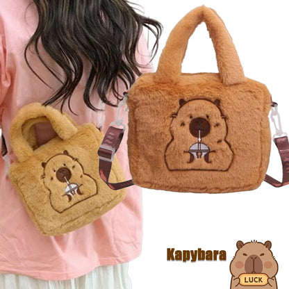 Cartoon Plush Crossbody Bag - Cute Kapybara Plush Doll Handbag, Anime Peripheral, Children's Coin Bag