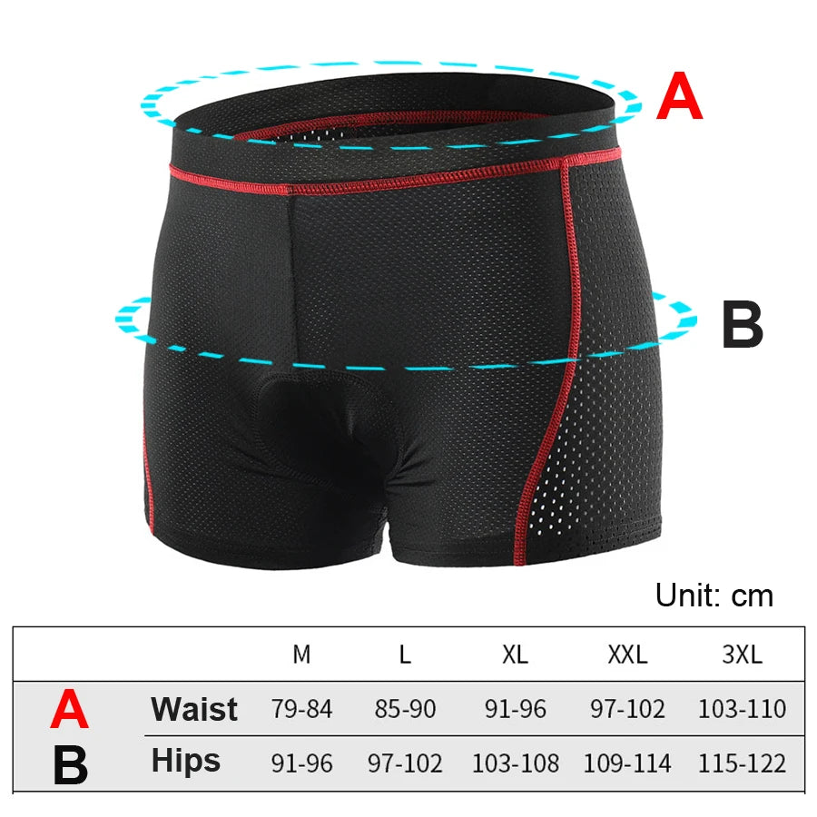 NEWBOLER Breathable Cycling Shorts - 5D Gel Pad Shockproof MTB Road Bike Underwear for Men, Bicycle Underpants