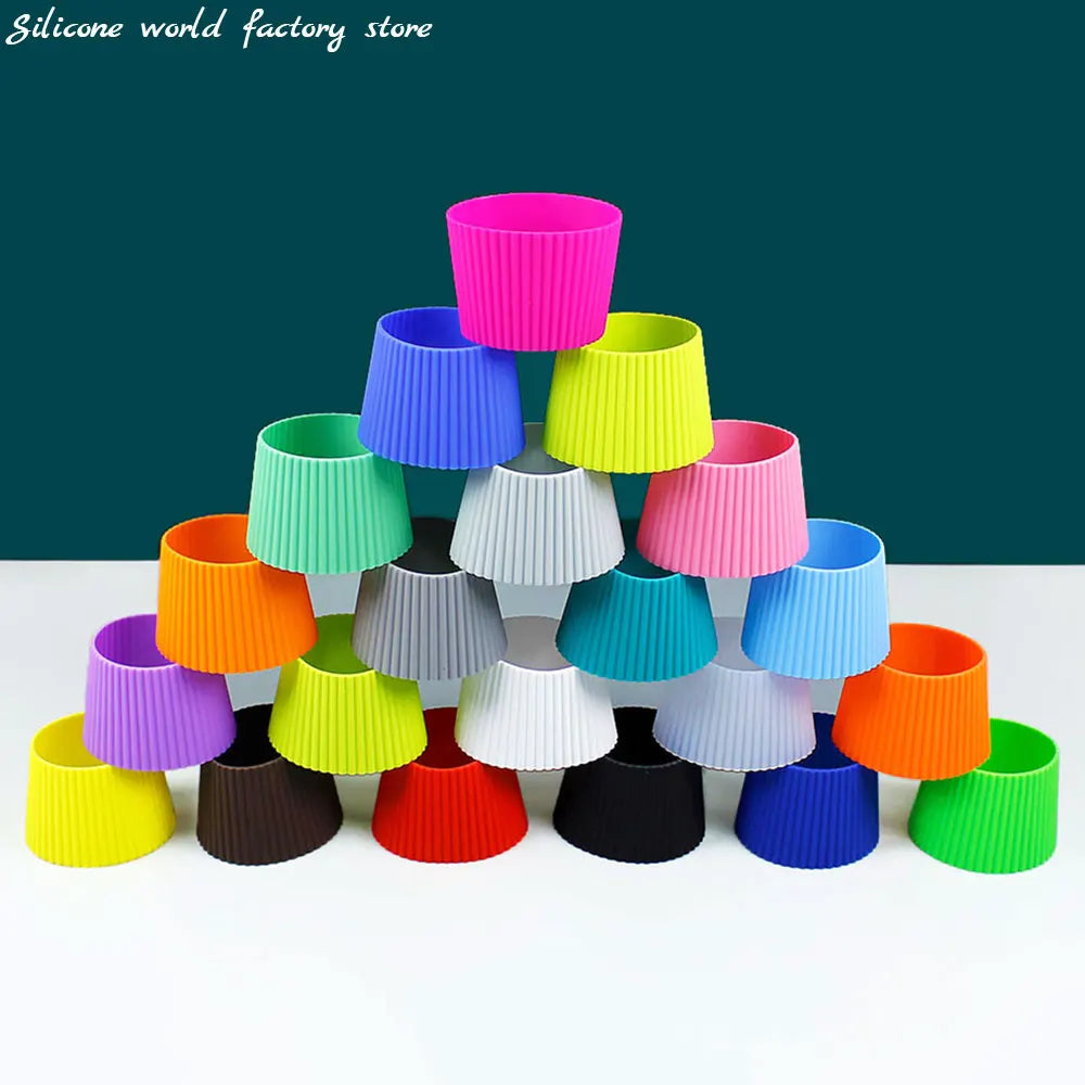 Silicone Coffee Cup Cover & Sleeve — Anti-Scalding, Anti-Slip Universal Tapered Thread Mug Protector for Ceramic & Glass Cups