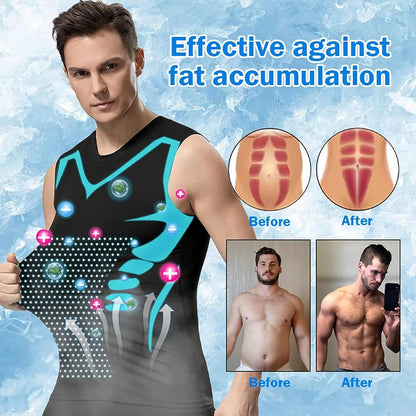 Ionic Shaping Vest for Men – Ice-Silk Slimming Body Shaper, Compression Tank Top & Tummy Control Sleeveless Fitness Shirt