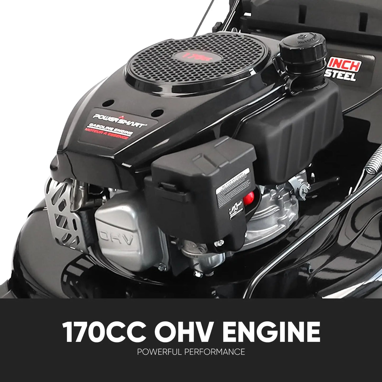 Self-Propelled Gas Lawn Mower — 22" 170CC OHV Engine, 3-in-1, Rear-Wheel Drive, 6-Position Height Adjustment