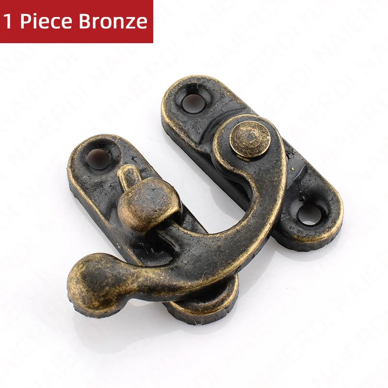 NAIERDI Small Antique Metal Lock – Decorative Hasps Hook Padlock for Wooden Jewelry Boxes, Furniture Hardware with Screws