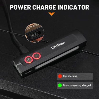 Wurkkos HD01 Multi-Function Rechargeable Flashlight – 1200LM Flat Torch with Green, White, RGB Side Light, IP65 Waterproof