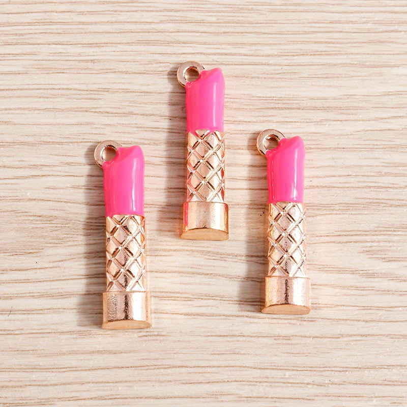 10PCS Cute Enamel Lips & Lipstick Charms – Pendants for Jewelry Making, Earrings, Necklaces & Bracelets DIY Crafts