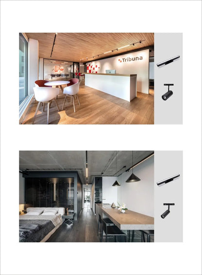 LED Magnetic Track Light Grille, Modern Embedded Flexible Linear Flood Lamp, DC48V Ceiling Spotlight for Indoor Living