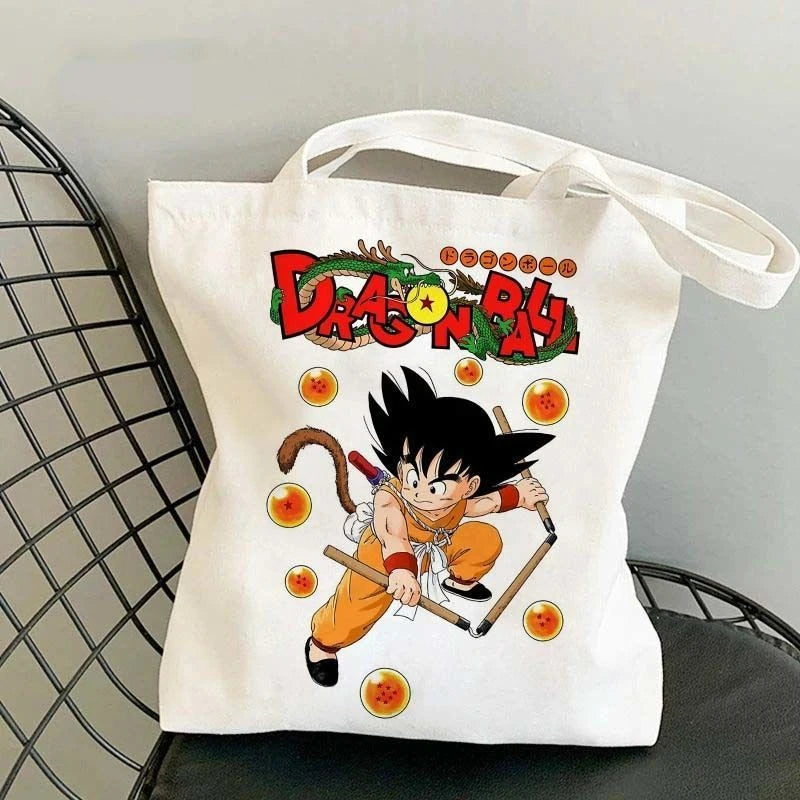 Dragon Ball Anime Canvas Tote Bag – Large-Capacity Eco Shoulder Bag for Women & Students