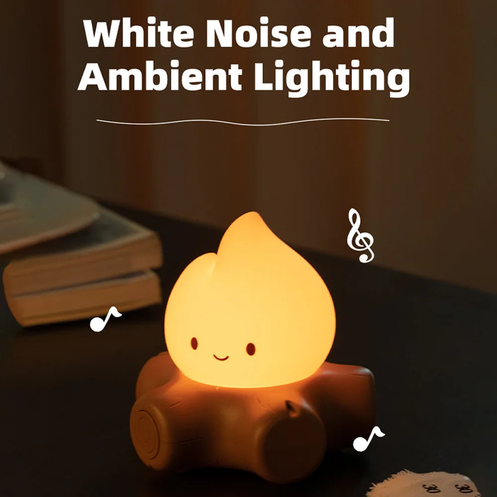 Campfire LED Night Light with White Noise – Creative Room Desk Lamp for Kids Gift