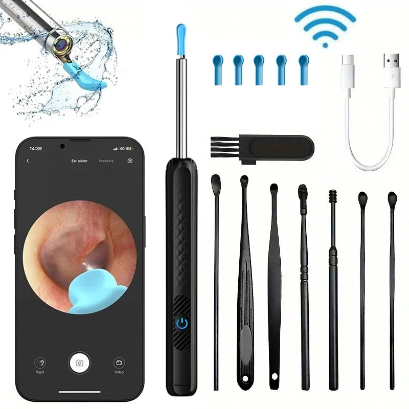 Wireless WiFi Ear Pick Otoscope Camera – Luminous Ear Wax Cleaner & Oral Inspection Health Care Kit