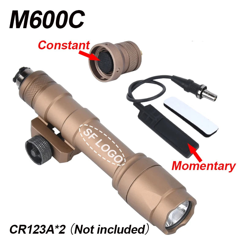 WADSN Airsoft M600C/M600/M300 Tactical Scout Light – AR15 Rifle LED Flashlight, Hunting Spotlight, 20mm Rail Mount