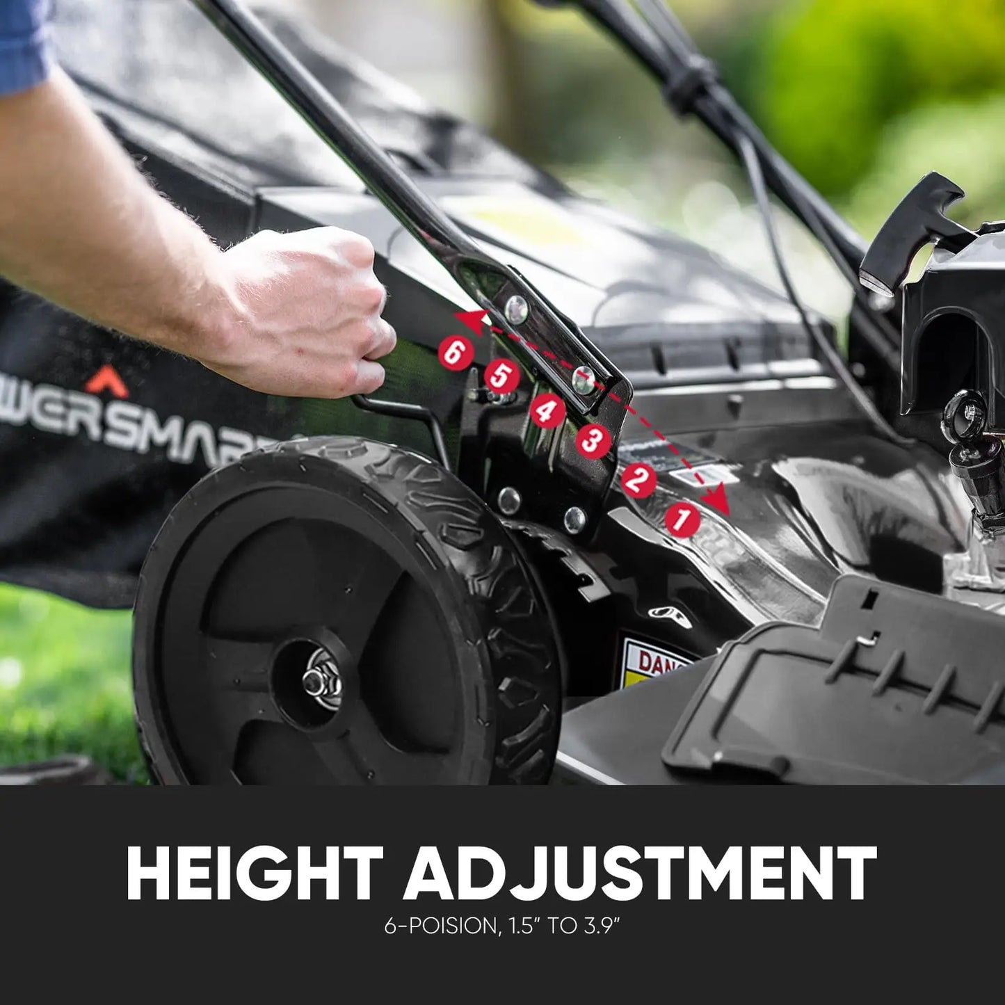 Self-Propelled Gas Lawn Mower — 22" 170CC OHV Engine, 3-in-1, Rear-Wheel Drive, 6-Position Height Adjustment