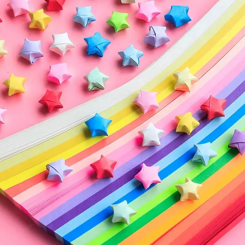 540 Sheets Origami Stars Paper Strips - 27 Colors Double-Sided Folding Paper - DIY Lucky Star Hand Arts for Gifts