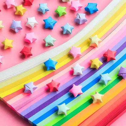 540 Sheets Origami Stars Paper Strips - 27 Colors Double-Sided Folding Paper - DIY Lucky Star Hand Arts for Gifts