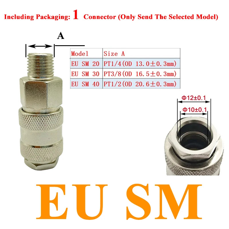 EU Air Hose Quick Release Coupling Fittings – European Standard Compressor Pneumatic Connector Accessories