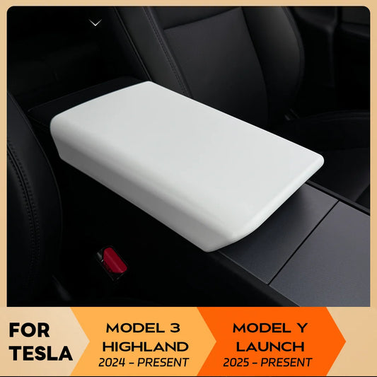 TPE Soft Center Console Armrest Cover – Compatible with Tesla Model Y Launch 2025 & Model 3 Highland 2024 Accessories