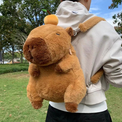 Kawaii Capybara Plush Backpack: Fashionable Plushie Doll Fur Bag - Children's Shoulder Bag Mini Knapsack, Cute Gift for Girlfriend