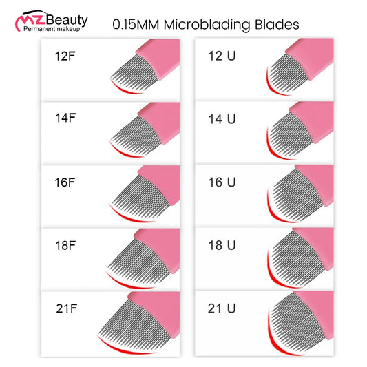 0.15mm Microblading Nano Blades — U-Shape Tebori Tattoo Needles for Permanent Makeup Eyebrow Pen