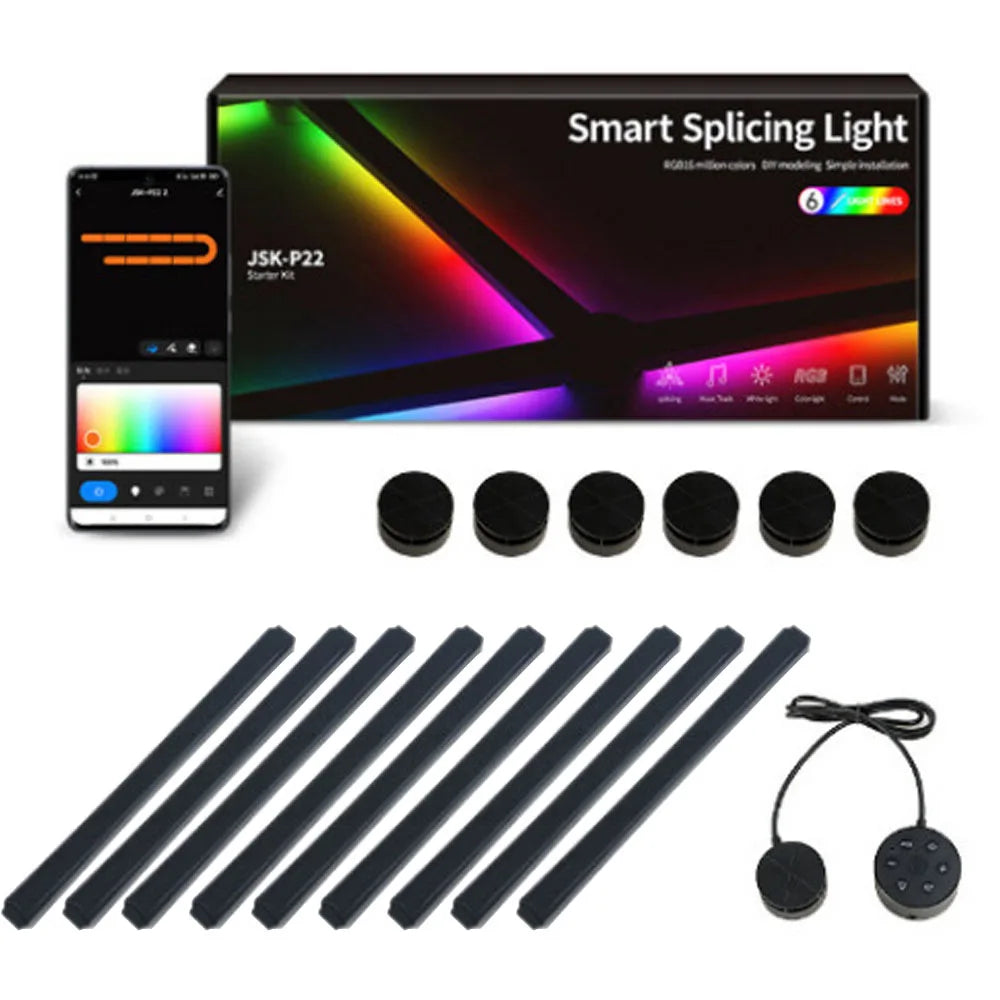 RGB Smart Wall Light - Splicing DIY Atmosphere Lamp, Voice-Controlled for Esports Room, Bedroom, & Bar Decoration