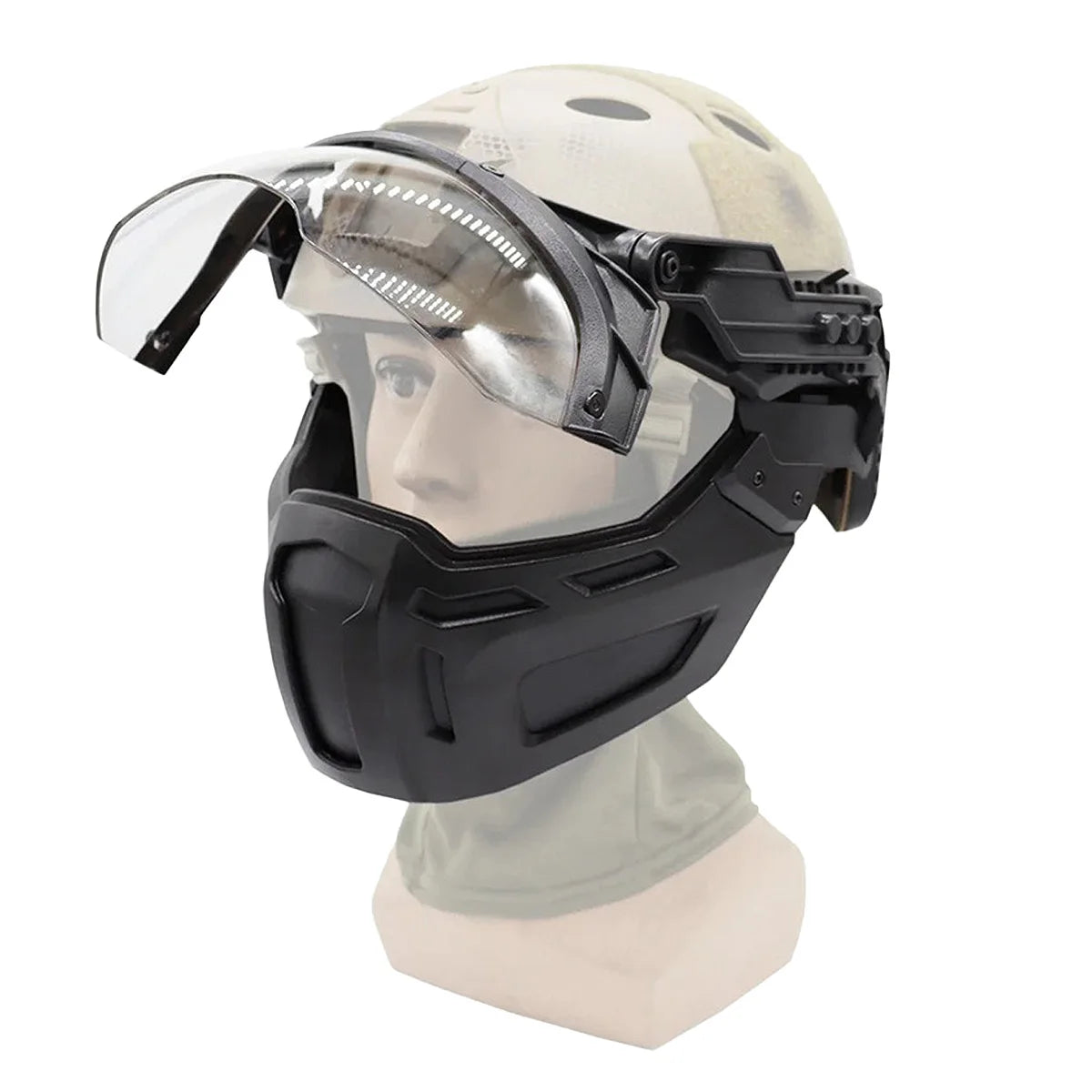 Tactical FAST Helmet Half Face Mask with Flip Goggles – Airsoft, Paintball, and Hunting Gear Accessories