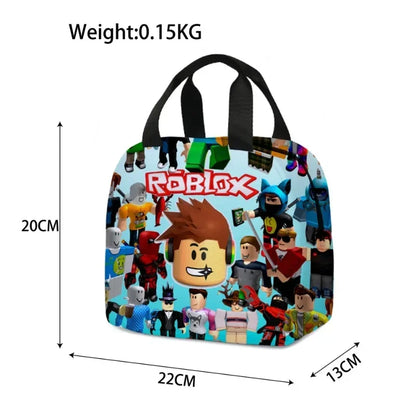 Roblox Game Lunch Bag – Cartoon School Meal Bag with Thermal Insulation, Portable Food Storage for Kids, Children’s Gift