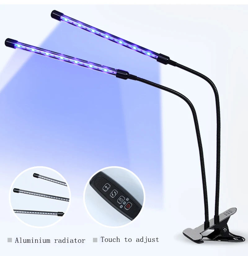 1/2/3/4 Head LED Plant Grow Light — Clip-On Full Spectrum Lamp with USB, Dimmable, Timer & 3-Color Switching for Indoor Plants