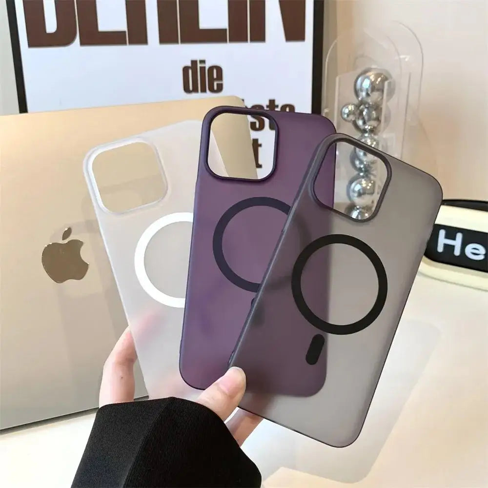 Matte Ultra-Thin iPhone Case – Hard PC Translucent Cover with MagSafe Magnetic Wireless Charging, Fits iPhone 11-17 Pro Max