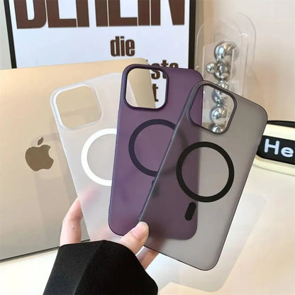 Matte Ultra-Thin iPhone Case – Hard PC Translucent Cover with MagSafe Magnetic Wireless Charging, Fits iPhone 11-17 Pro Max