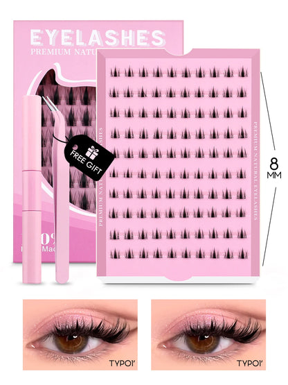 GROINNEYA Eyelash Clusters Kit – DIY Lash Extension with Bond & Seal, Waterproof Strong Hold & Tweezers