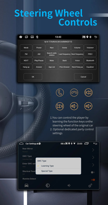 2DIN Android Car Radio for Volkswagen Golf 5/6, Polo, Passat B6/B7, CC, Skoda, Jetta - Multimedia, CarPlay, Wifi & GPS Navigation